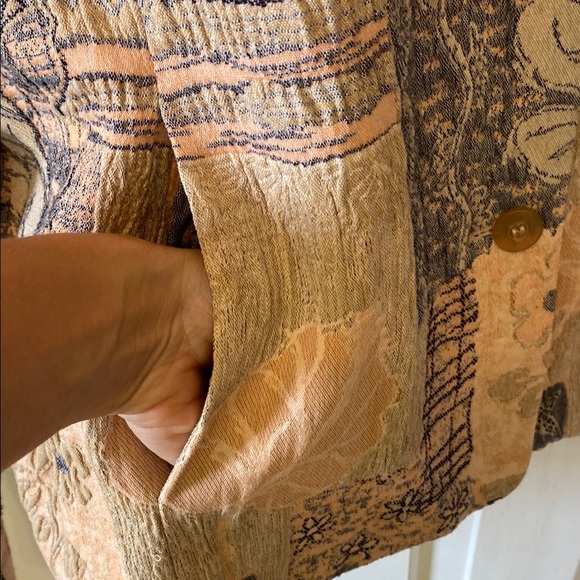 Women's Patchwork Pink Floral Blazer Cottagecore Boho Made in Germany Vintage - Picture 4 of 16